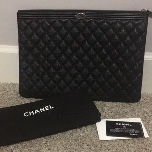 ❗️ SOLD❗️CHANEL BOY POUCH LARGE BLACK CAVIAR